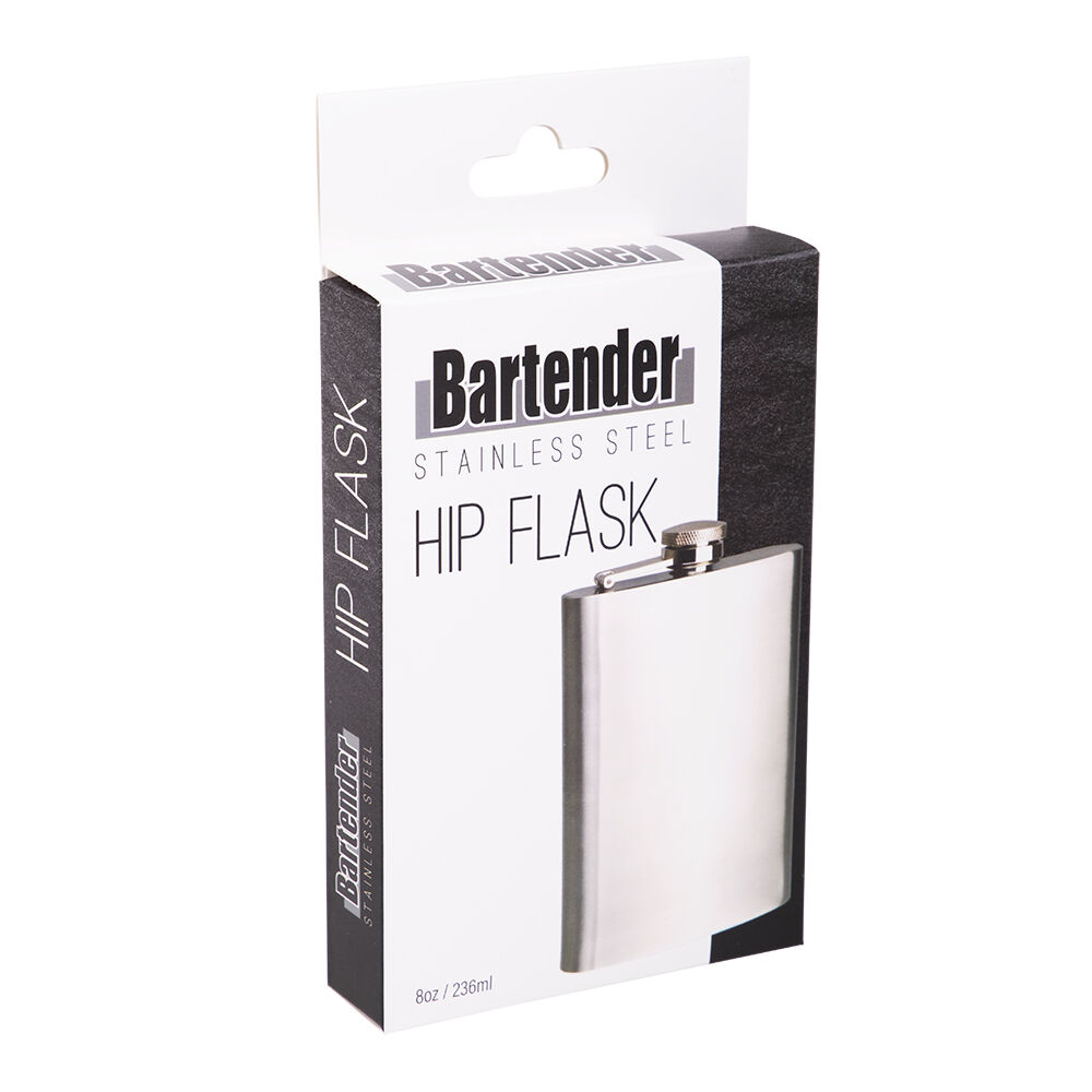 Bartender 8oz/236ml Silver Stainless Steel Satin Finish Hip Drink Flask — image 2