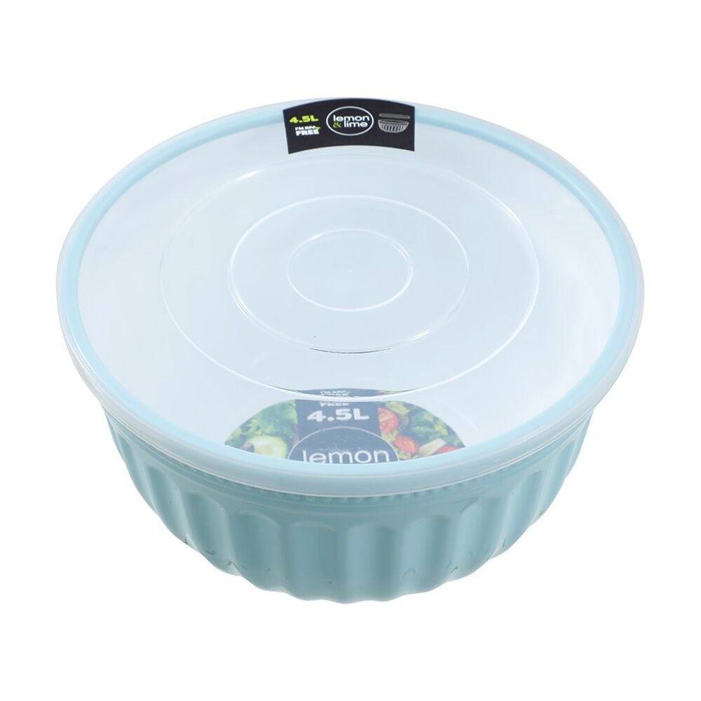 Lemon and Lime Salad Bowl 4.5L Lidded Kitchenware Food Safe Assorted