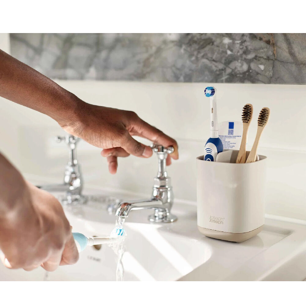 Joseph Joseph EasyStore 13cm Toothbrush Caddy Home Organiser/Storage Ecru (2 Pack) — image 3