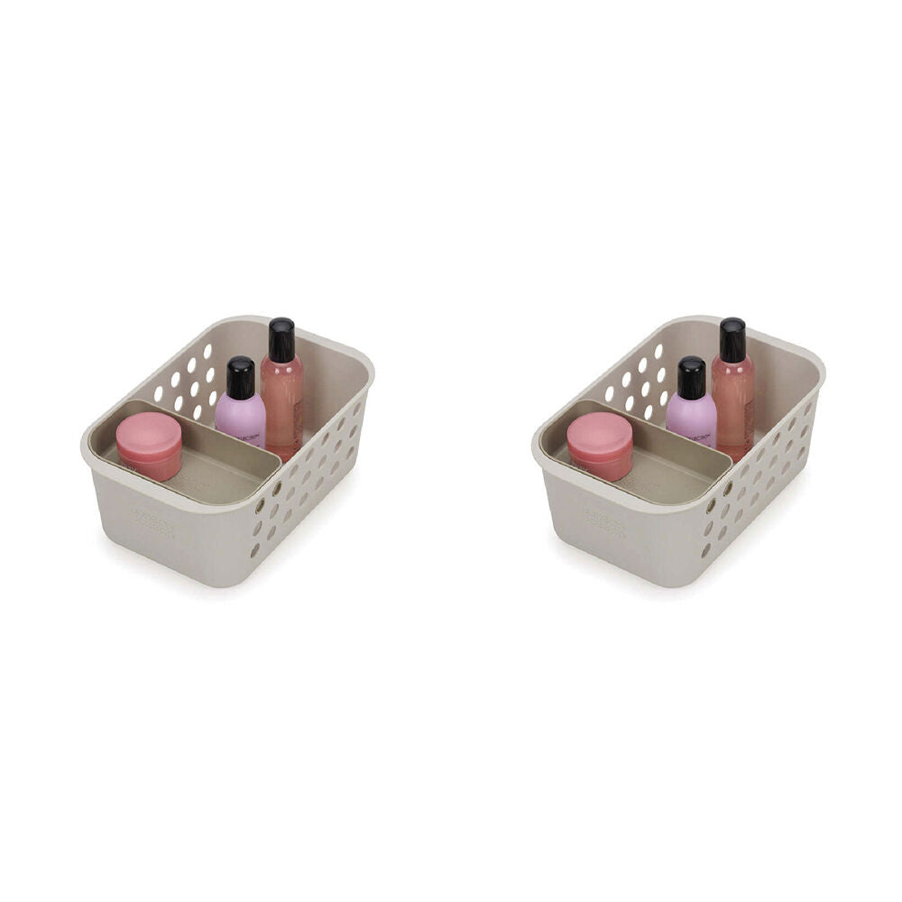 Joseph Joseph EasyStore 28cm Storage Basket Small Bathroom Organiser Ecru (2 Pack)