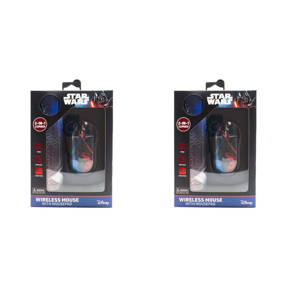Disney Star Wars Bluetooth Wireless Mouse w/ Mousepad Computer Accessory (2 Pack)