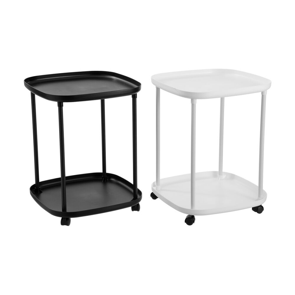Boxsweden Luno 2 Tier Side Table w/ Wheels 39x39x50cm Durable Design Assorted — image 2