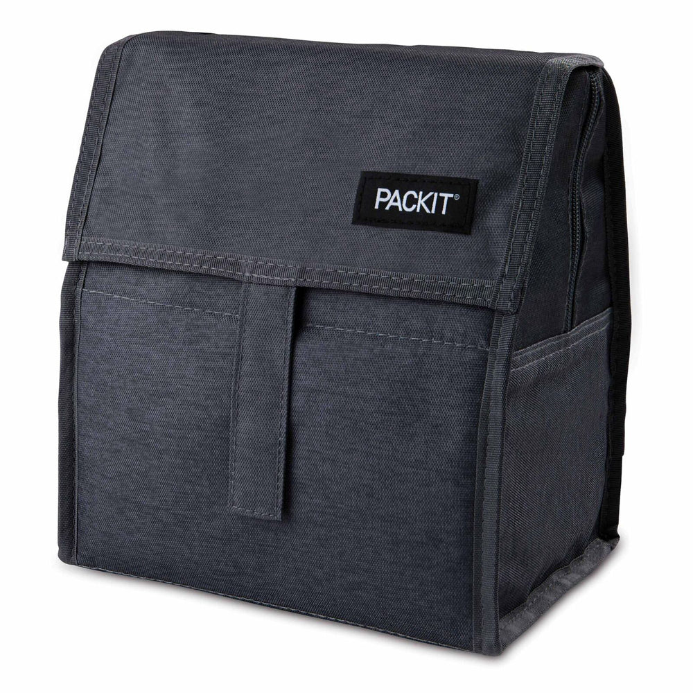 Packit Freezable Polycanvas Lunch Bag Food Storage Rect 29.5cm Charcoal Grey