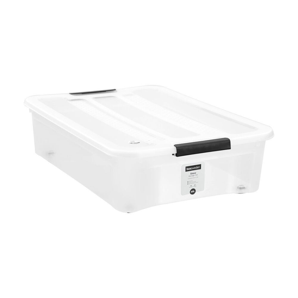 Boxsweden Stow Underbed Storage Container 40L w/ Wheels 66x48.5x18cm (4 Pack) — image 2