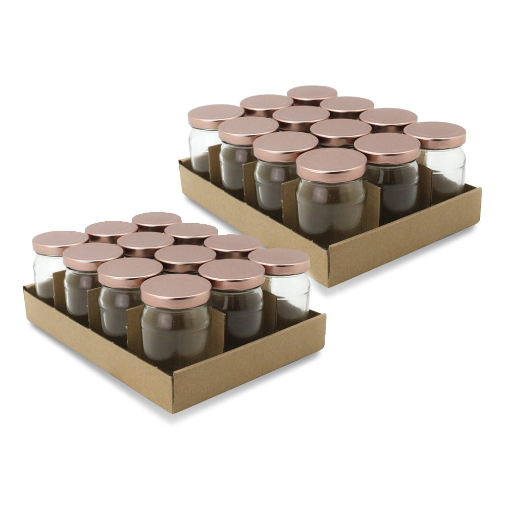 Lemon and Lime Verona Glass Jar 150ml Rose Gold Lid Kitchen Storage Container (24 Pack)