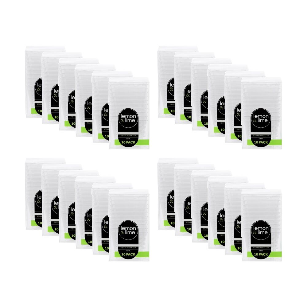 Lemon and Lime 10pc Lemon and Lime Mini Luxe Square Dessert Cup 125ml Reusable Cups (24 Pack)