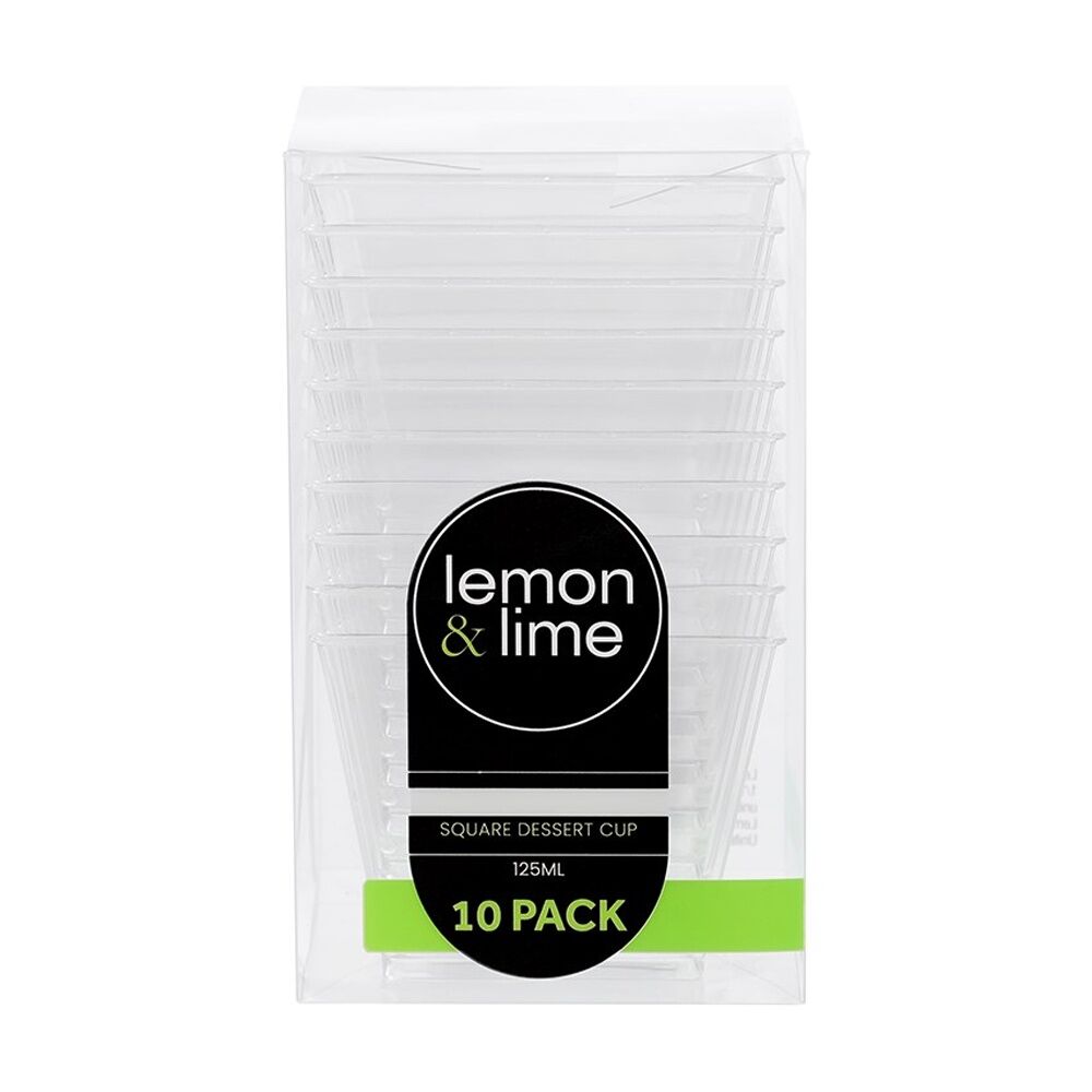 Lemon and Lime 10pc Lemon and Lime Mini Luxe Square Dessert Cup 125ml Reusable Cups (24 Pack) — image 2