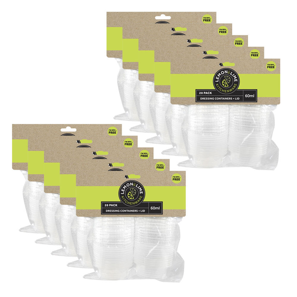 Lemon and Lime 60ml Storage Plastic Salad Sauce 6cm Dressing Container w/ Lid (200 Pieces)