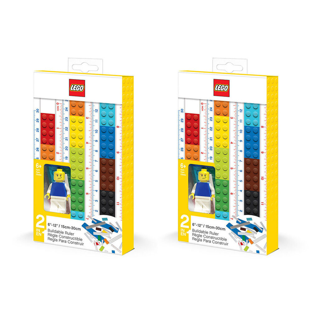 Lego 2.0 Convertible Ruler w/ Mini Figure Kids School Stationery 6y+ (2 Pack)