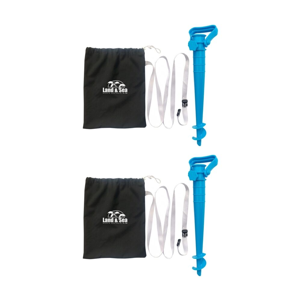 Land & Sea Sports Australia Land & Sea Sports Sand Screw Bag Set/Kit for Beach Umbrellas Blue (2 Pack)