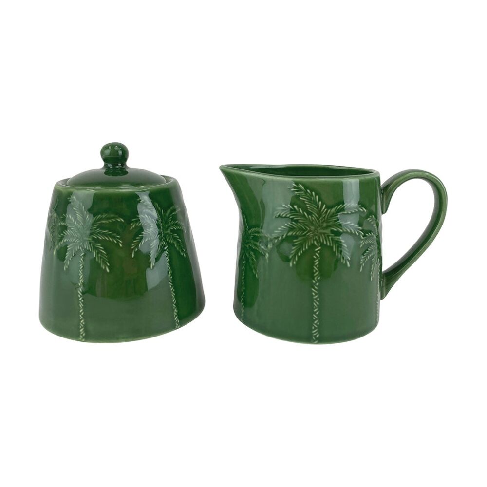 Annabel Trends Coconut Bay Milk Jug & Sugar Bowl Set 200ml/8.5cm Green Palm (2 Pieces)