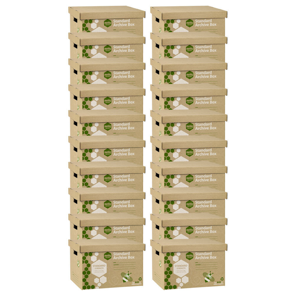 Marbig Standard Archive Documents/Files Storage Cardboard Box Moving w/ Lid (20 Pieces)