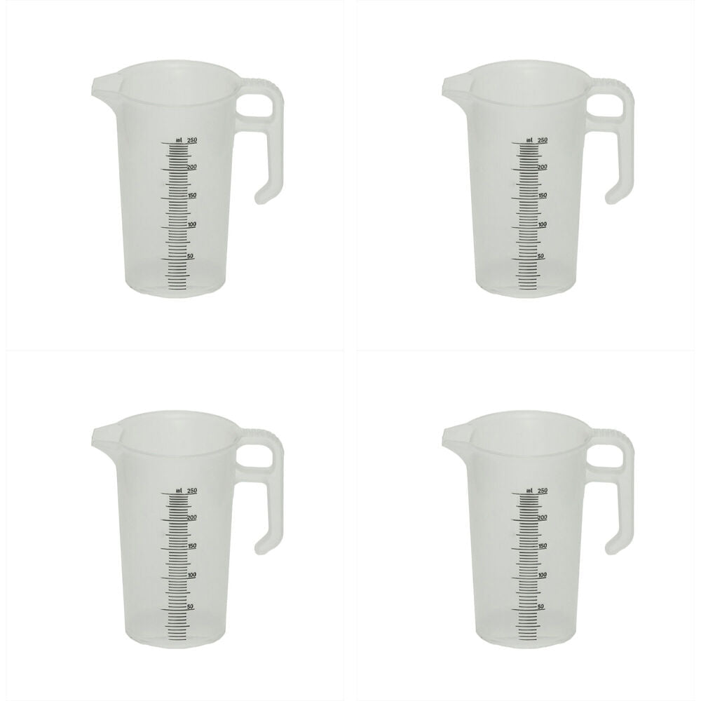Agboss PourMaxx Chemical Resistant Industrial Measuring Jug 250ml (4 Pack)
