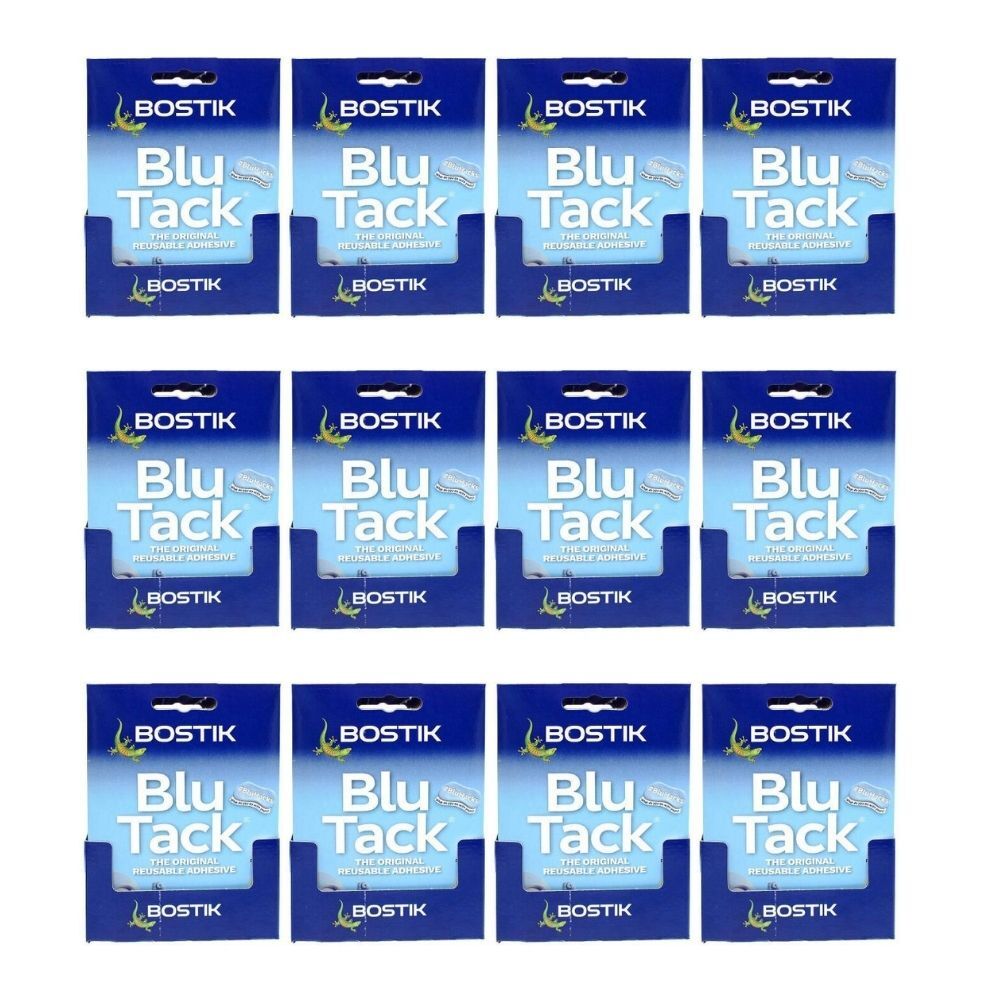 Bostik Blu Tack The Original Reusable Adhesive Putty Multipurpose Crafting (12 Pack)