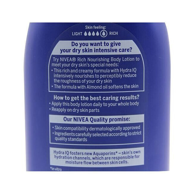 Nivea Rich Nourishing Body Lotion 400ml Deep Moisture Serum w/ Almond Oil (3 Pack) — image 4