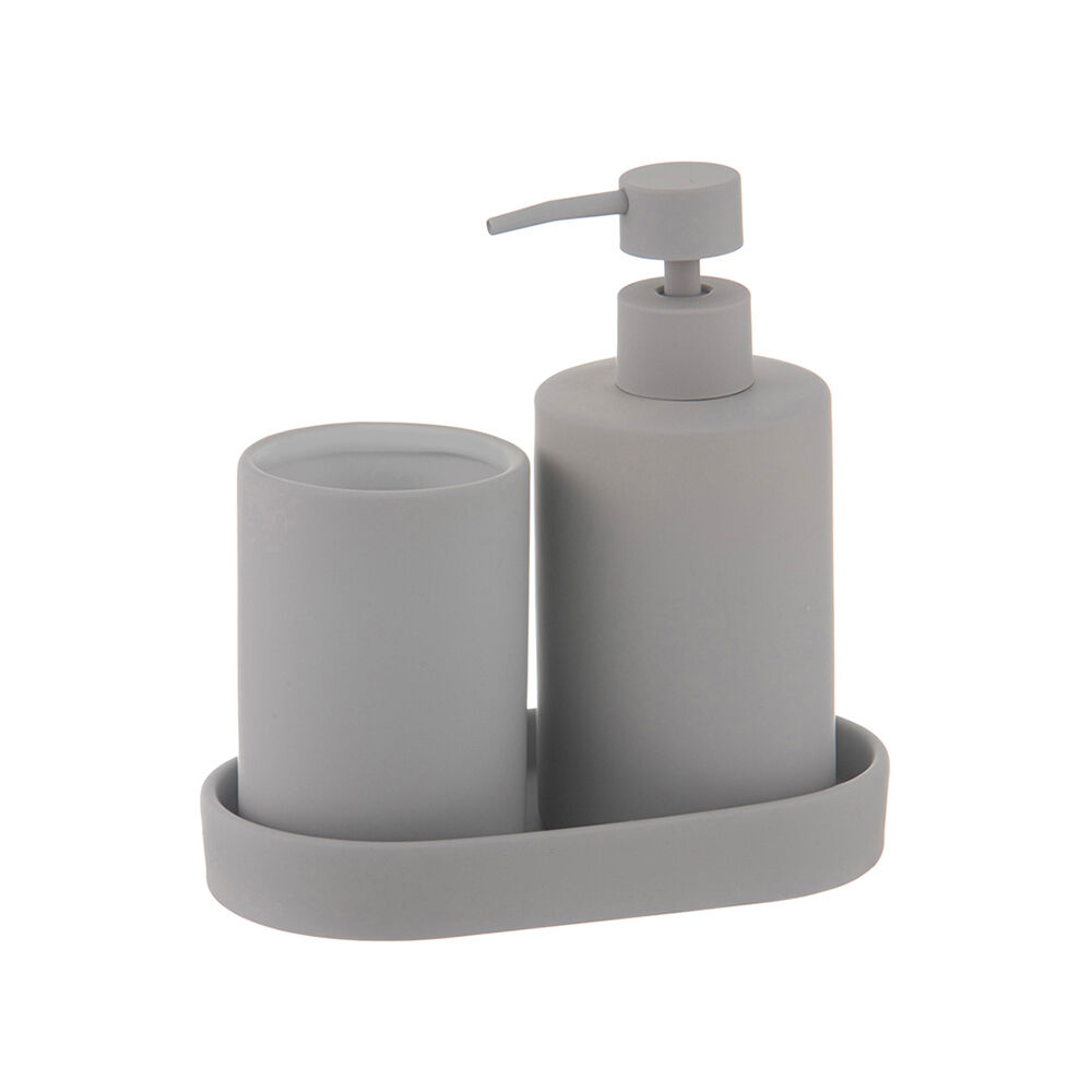 Ladelle 3pc Essentials Bathroom Kitchen Countertop Set Stone