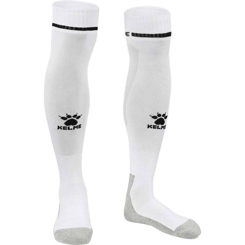 Kelme Sport Size US1-5 White/Black Kids Full Length Football Soccer Socks