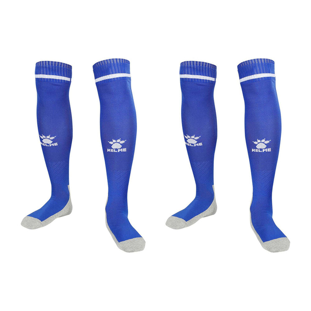 Kelme Sport Kids Full Length Football Soccer Socks US1-5 Royal Blue/White (2 Pack)