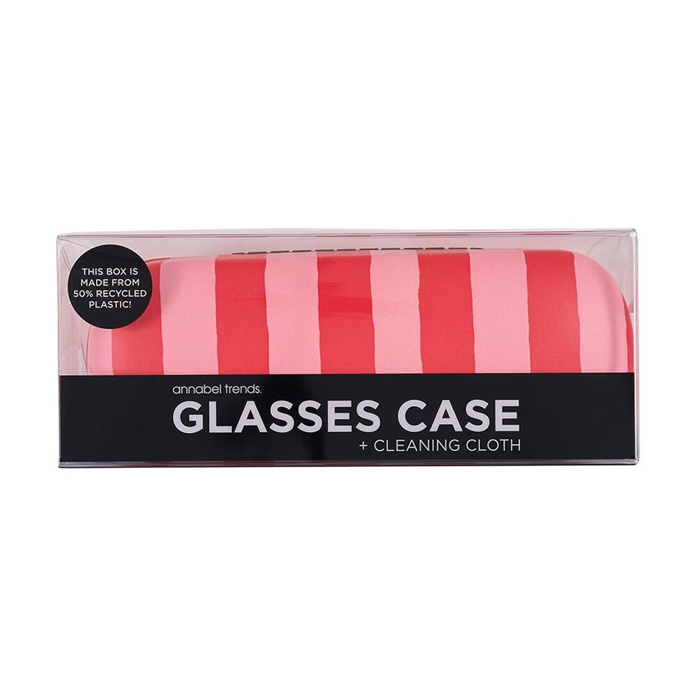 Annabel Trends 15x6cm Red Stripe Glasses Case Combo w/ Matching Cloth