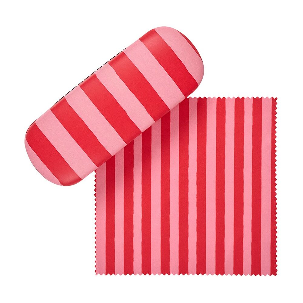 Annabel Trends 15x6cm Red Stripe Glasses Case Combo w/ Matching Cloth — image 2