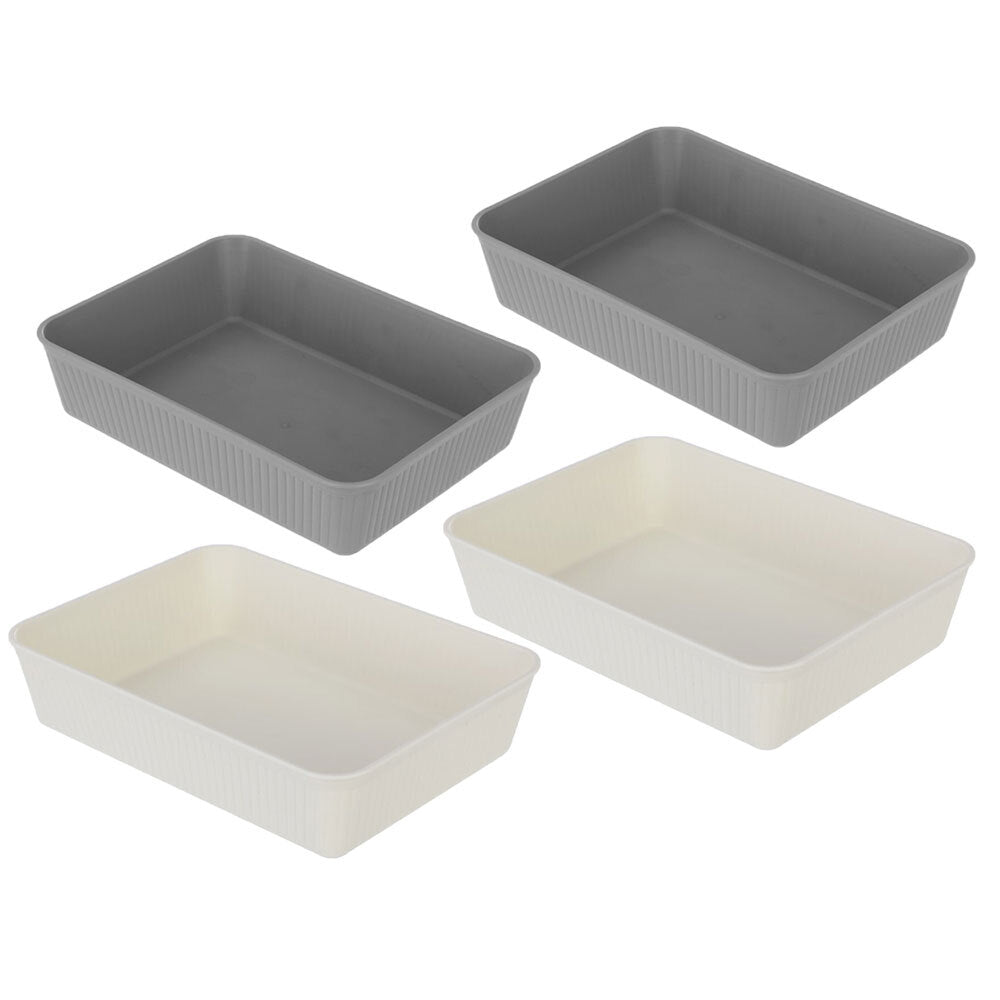 Boxsweden Kaia Storage Tray 24cm Home Office Room Desk Organiser Basket Asst (4 Pack)