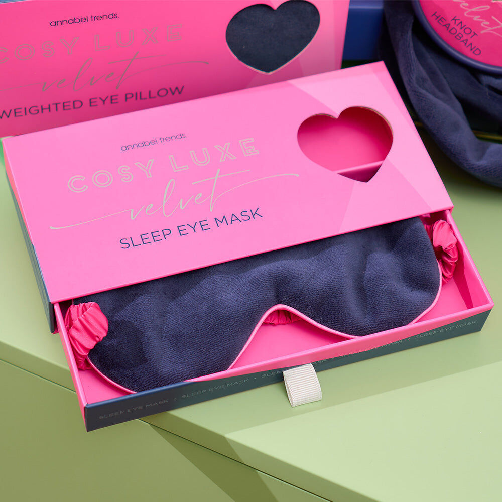 Annabel Trends Sapphire Blue Velvet Cosy Luxe Travel Sleeping Eye Mask — image 3