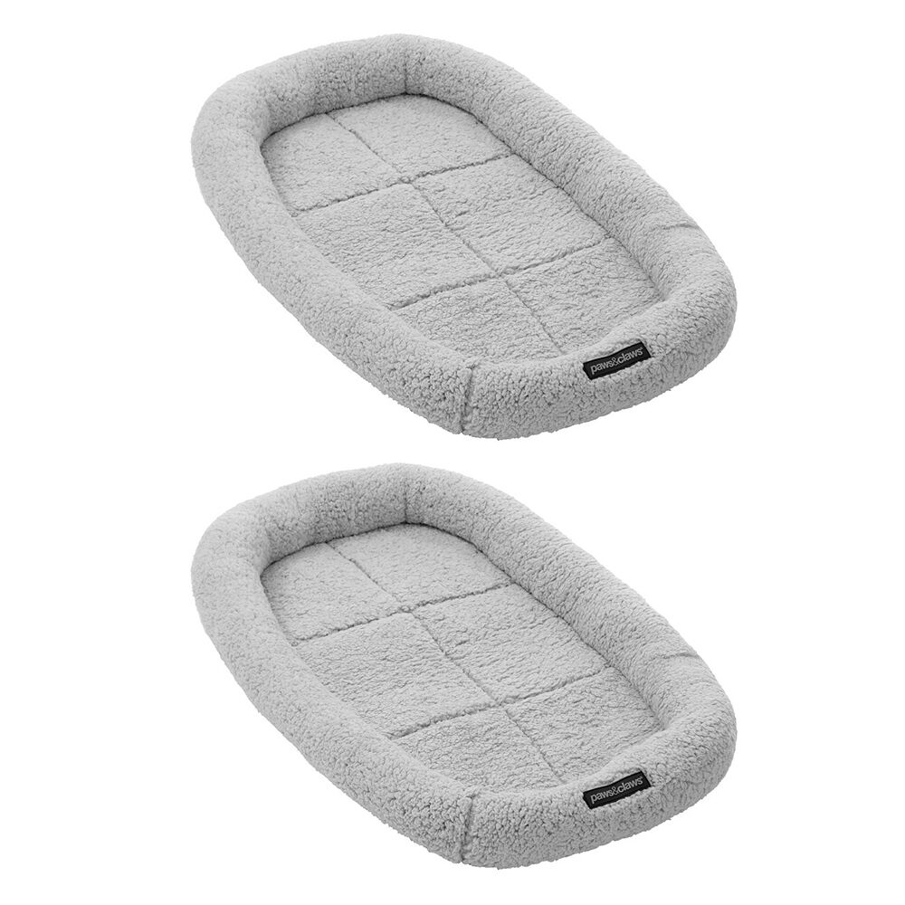 Paws and Claws Sherpa Crate/Carrier Cushion/Mattress Pet Dog 75x45cm Medium GRY (2 Pack)