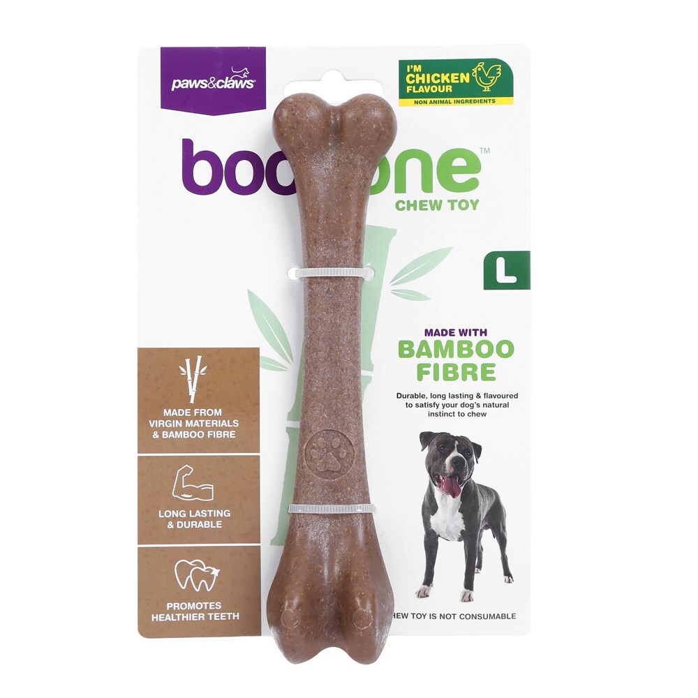 Paws and Claws BooBone 18cm Large Bamboo Fibre Bone Dog Chew Treat/Toy Asst Flav (5 Pack) — image 2