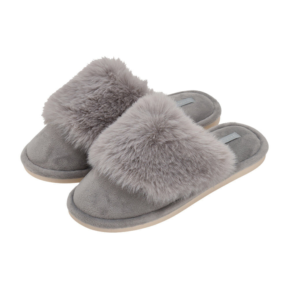 Annabel Trends Cosy Luxe Bedroom Slip-On Slippers Polyester Grey