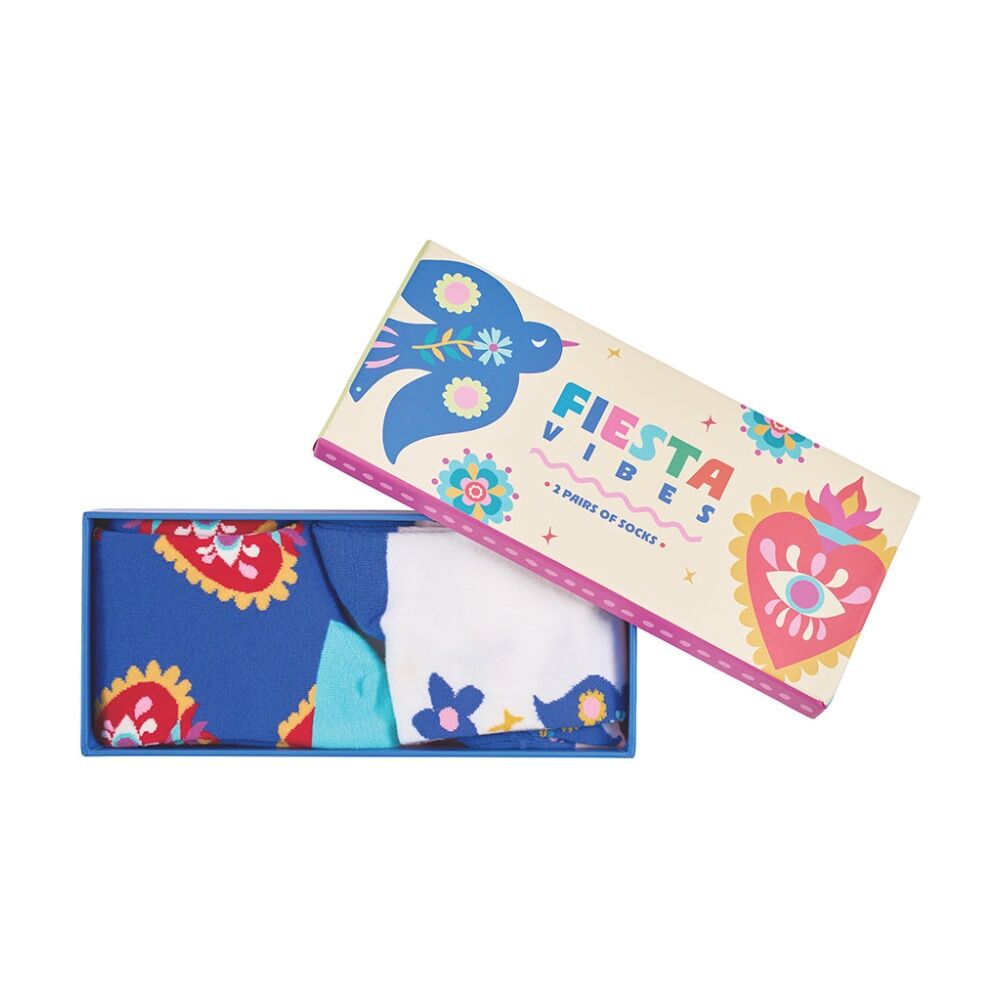 Annabel Trends Multi Design Women's Socks Set w/ Box Size 7-9 Fiesta Vibes (2 Pieces)