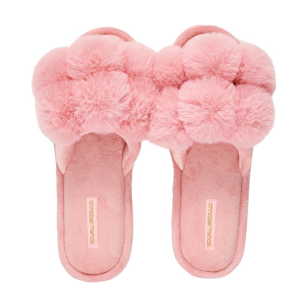 Annabel Trends Pom Pom Cosy Luxe Thongs Women's Slippers Shoes Pink Lemonade — image 3