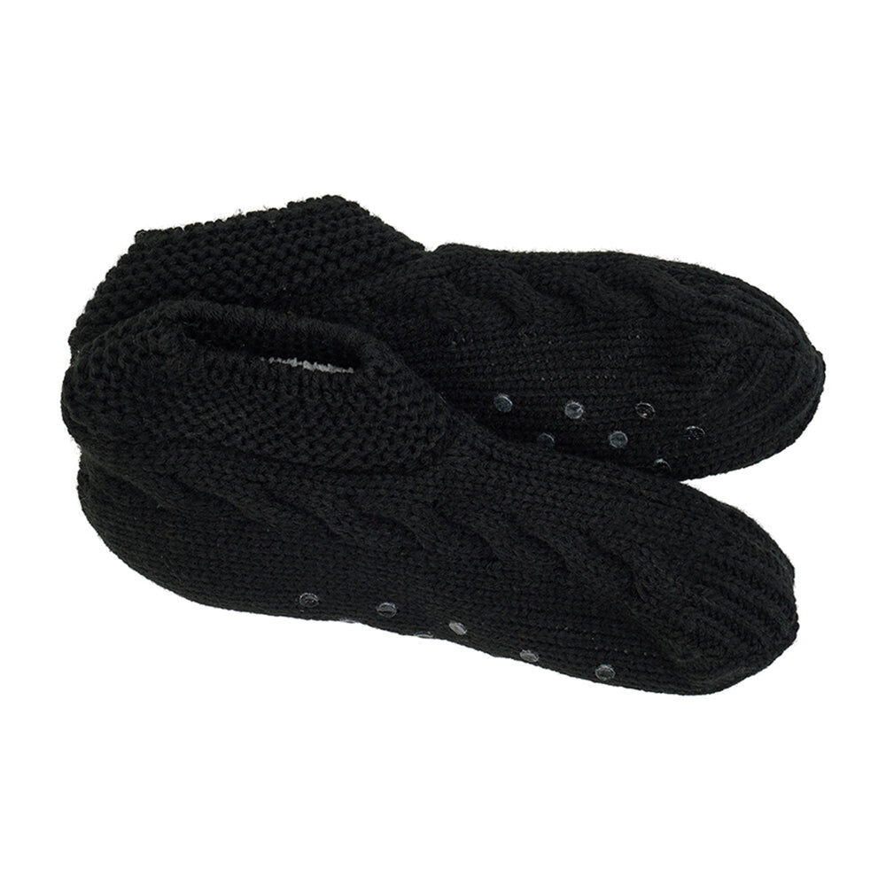 Annabel Trends Acrylic Mens Slouchy Slippers Sherpa Lined One — Black