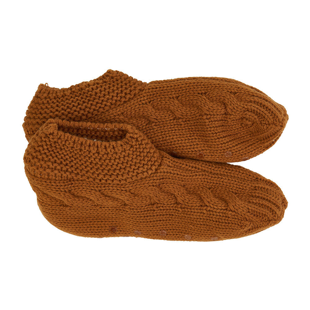 Annabel Trends Acrylic Mens Slouchy Slippers Sherpa Lined One — Tan