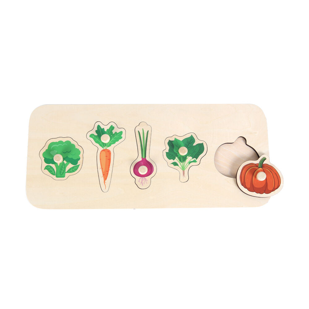 Educare Vegetables Knob Puzzle Wooden Educational Toy Motor Skills Aged 3Y
