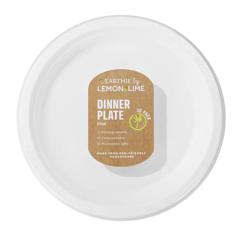 Lemon and Lime 23cm Eco/Compostable Sugarcane/Plant Based Dinner Plate White (150 Pieces) — image 2