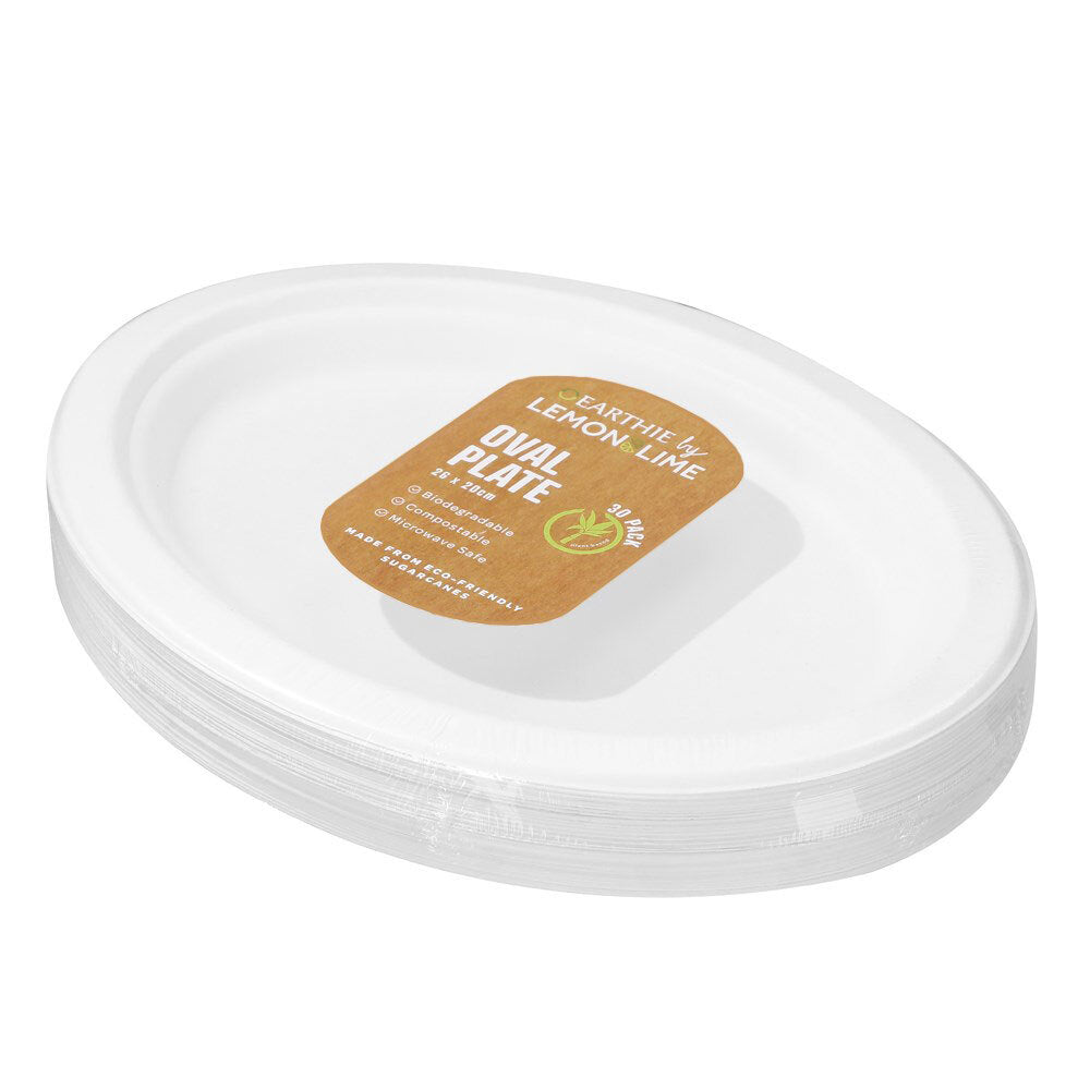 Lemon and Lime Eco/Biodegradable/Compostable Disposable 26cm Oval Plate White (90 Pieces) — image 3