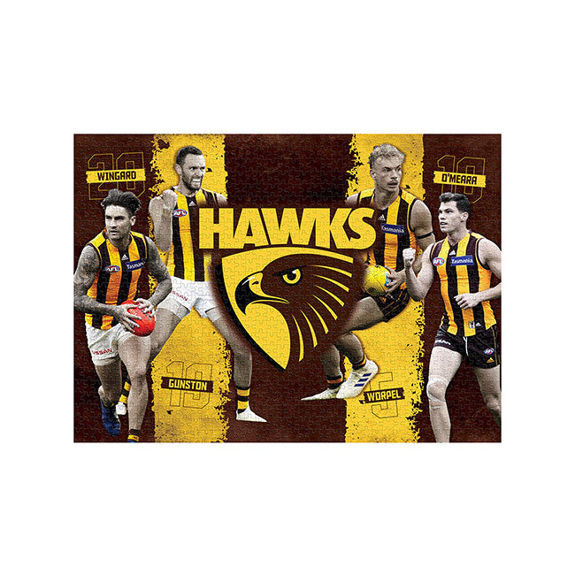 84928-1000pc-licensing-essentials-afl-4-player-hawthorn-hawks-puzzle-70x50cm
