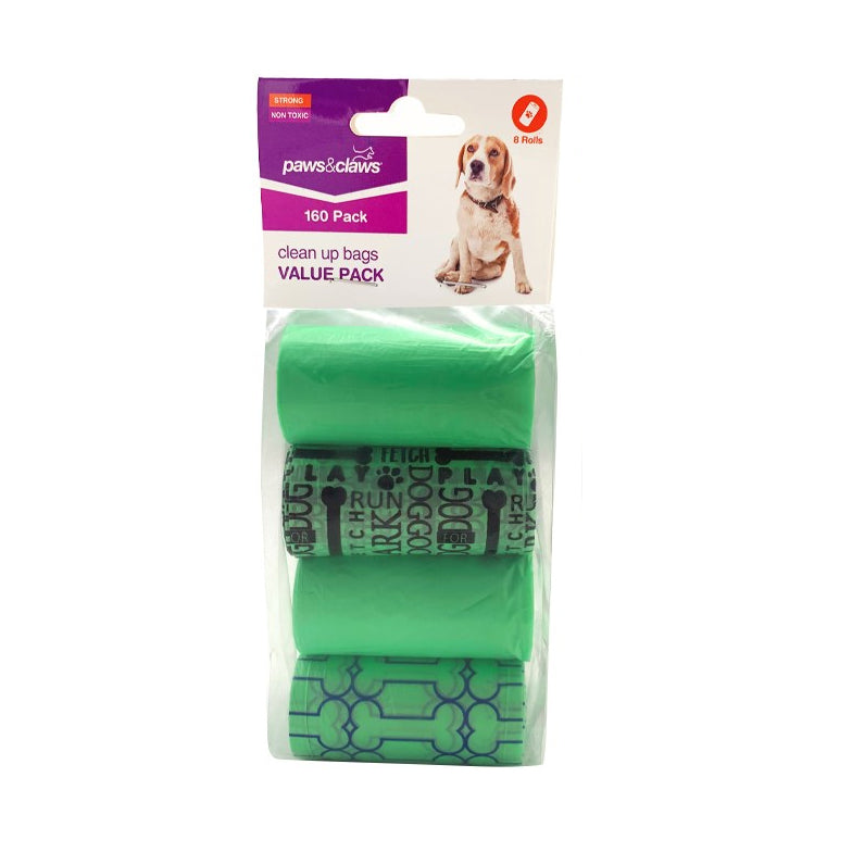 Paws and Claws 8pc Paws And Claws Pets/Dogs Waste Clean Up Rolls 160 Bags Asst f/ Dispenser (4 Pack) — image 2