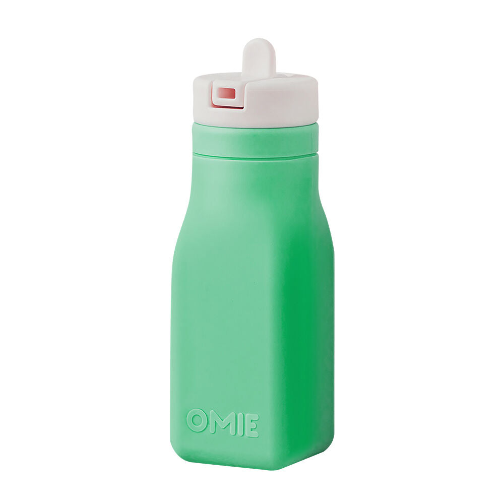 Omie 250ml Green Omiebottle Silicone Drink Bottle w/ Flip and Sip Straw