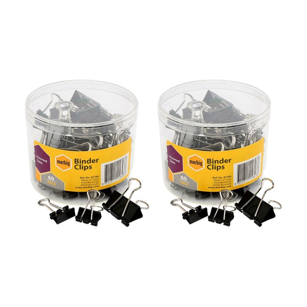Marbig Paper Fold Back/Binder Clips Assort Sizes Office/Home Use/Essential (120 Pieces)