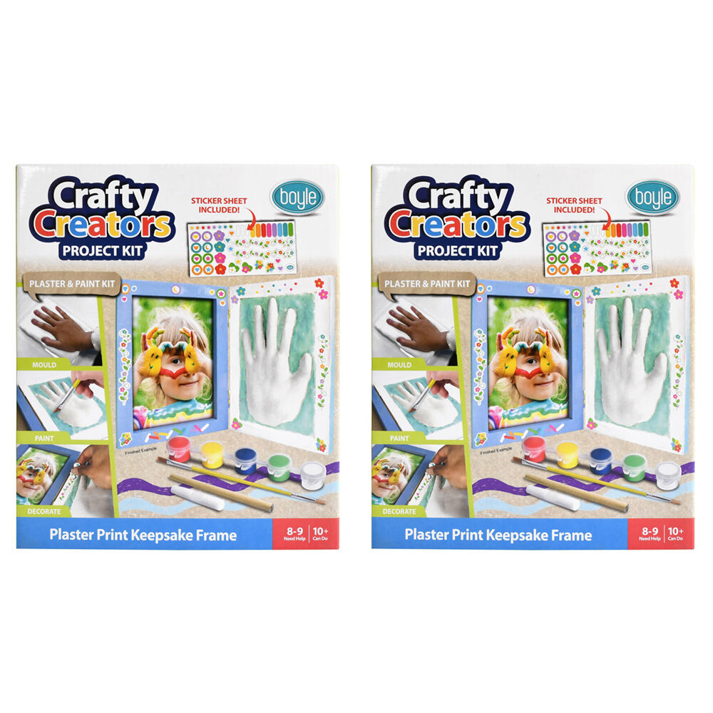 Boyle Crafty Creators Plaster Print Keepsake Frame Project Kit Kids DIY 10+ (2 Pack)