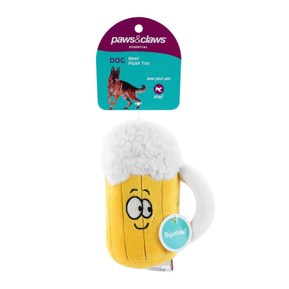 Paws and Claws Beer Mug/Bottle/Can Plush Stuffed Toy w/ Squeaker Pet Dog/Puppy (3 Pack) — image 2