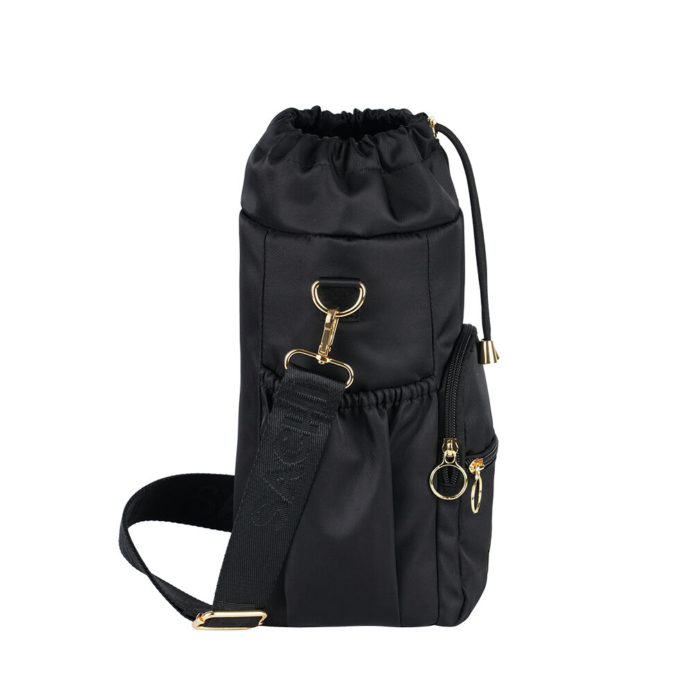Sachi Black Deluxe Crossbody Insulated Bottle Bag w/ Adjustable Strap — image 3