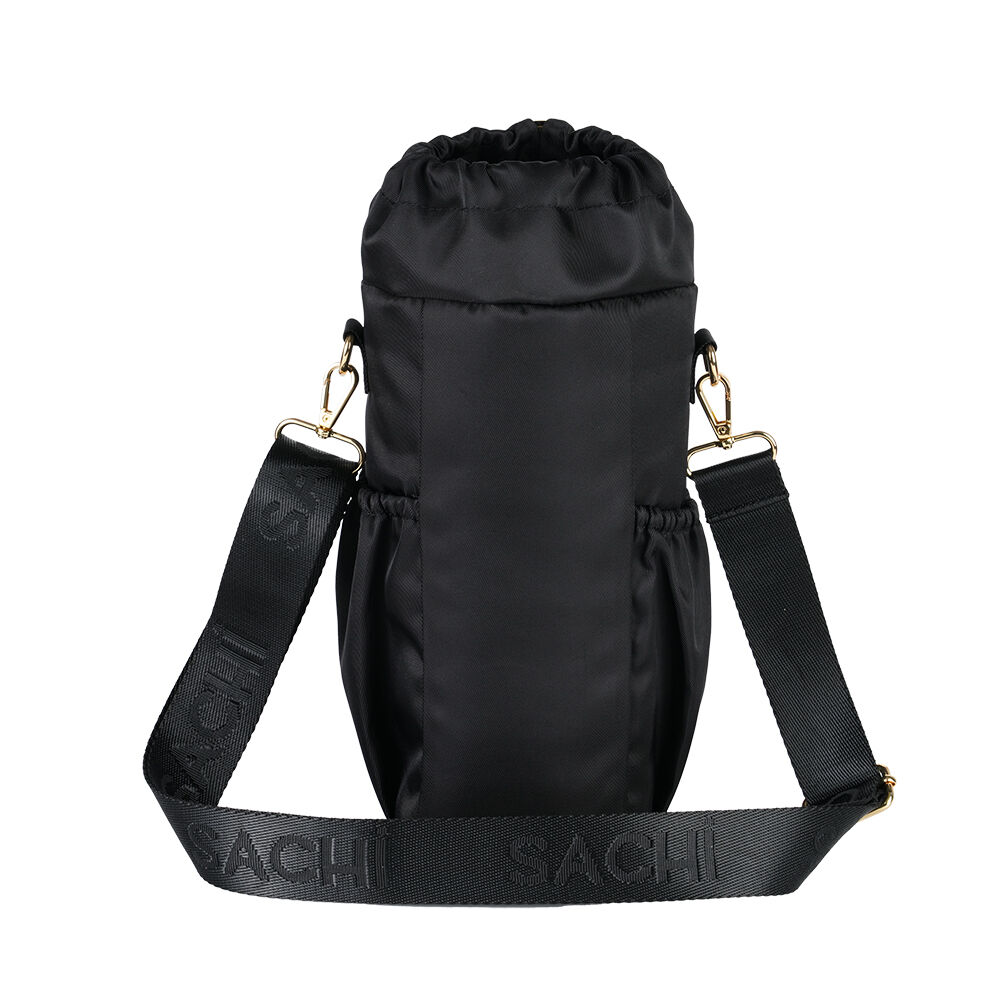 Sachi Black Deluxe Crossbody Insulated Bottle Bag w/ Adjustable Strap — image 4