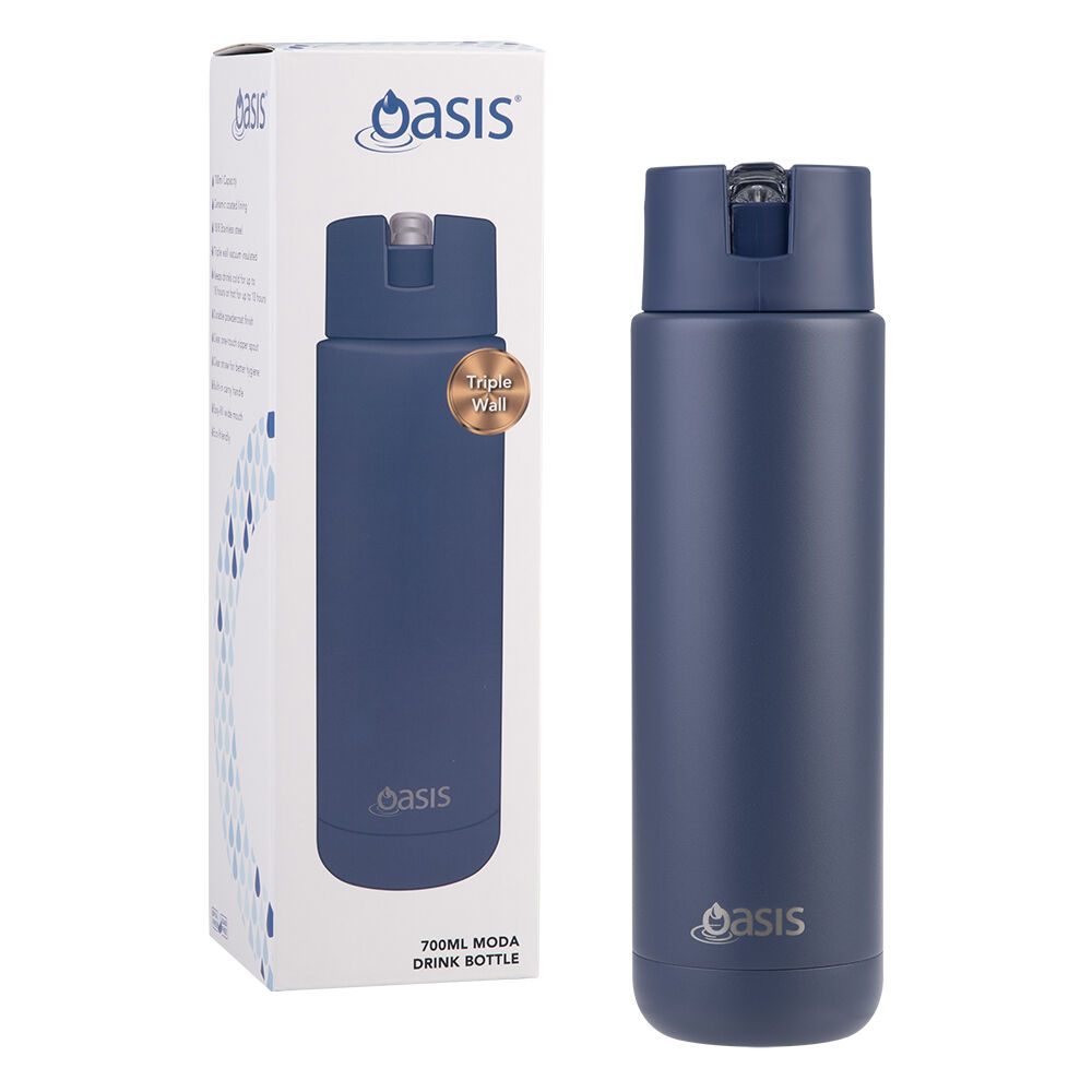 Oasis 700ml Indigo Ceramic Lined Stainless Steel Insulated Moda Drink Bottle