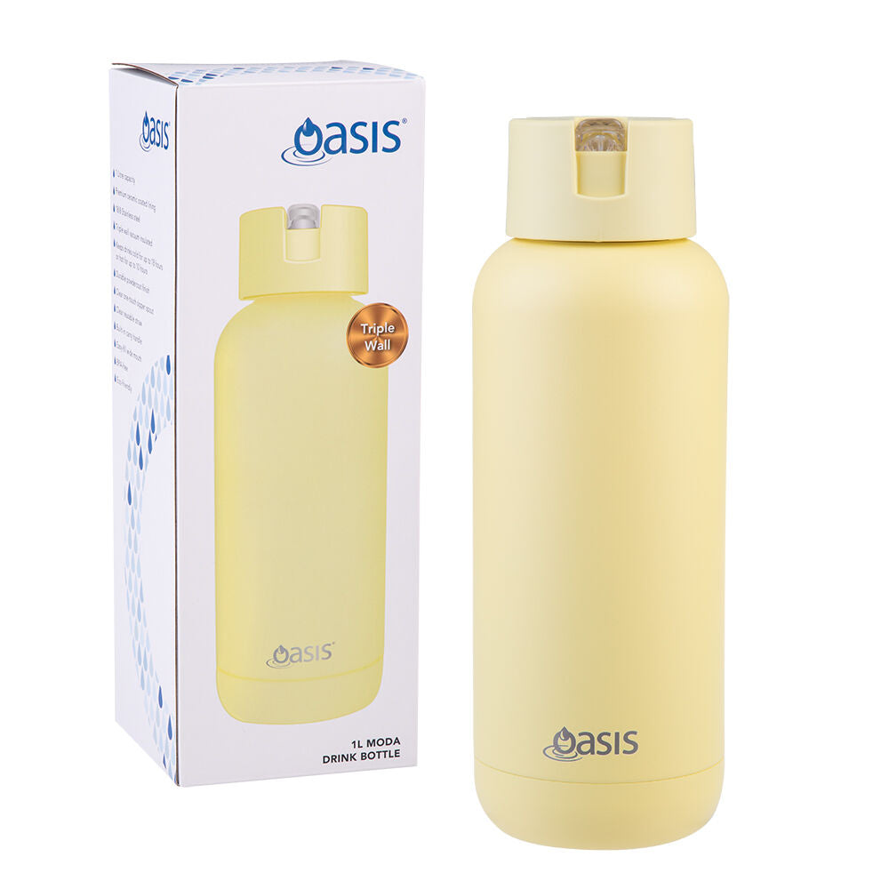 Oasis Daffodil Ceramic Lined Stainless Steel Insulated Moda Drink Bottle — 1l