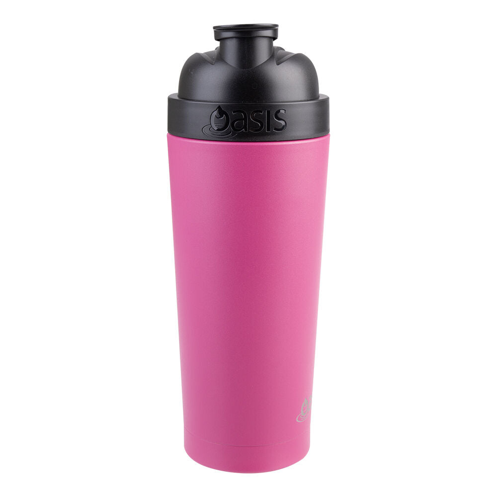 Oasis 700ml Fuchsia Stainless Steel Insulated Protein Shaker Double Walled — image 4