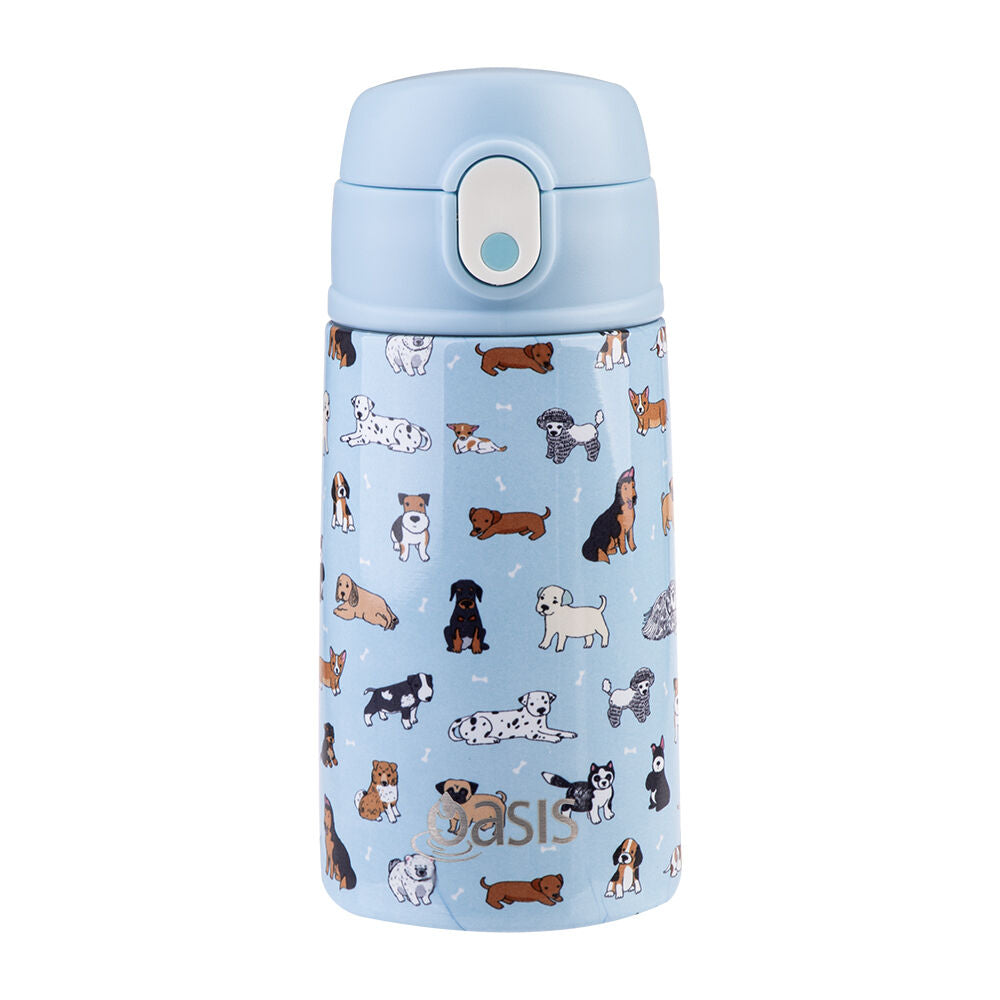 Oasis 400ml Puppy Dogs Stainless Steel Insulated Kids Drink Bottle w/ Straw