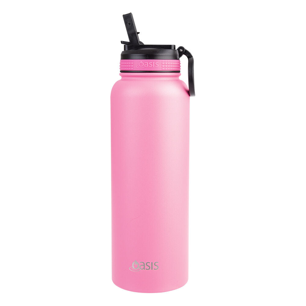Oasis 1.1L Neon Pink Stainless Steel Insulated Challenger Sports Bottle — image 2