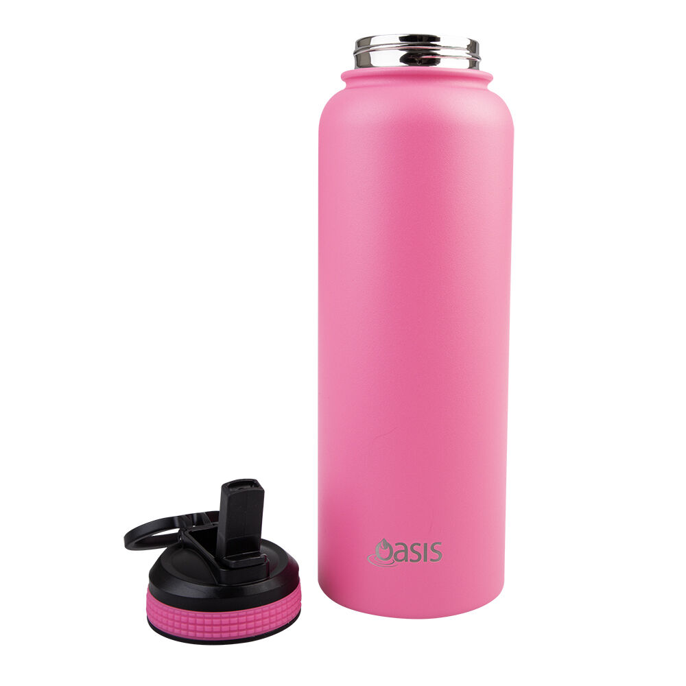 Oasis 1.1L Neon Pink Stainless Steel Insulated Challenger Sports Bottle — image 3